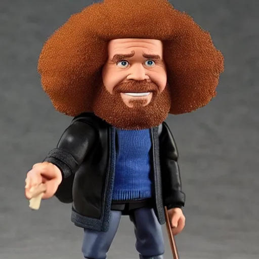 Image similar to bob ross as an action figure, realistic, detailed