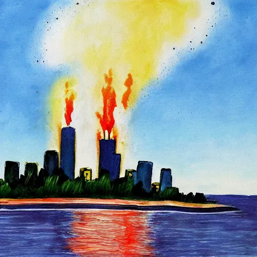 Prompt: september 1 1 painted by bob ross