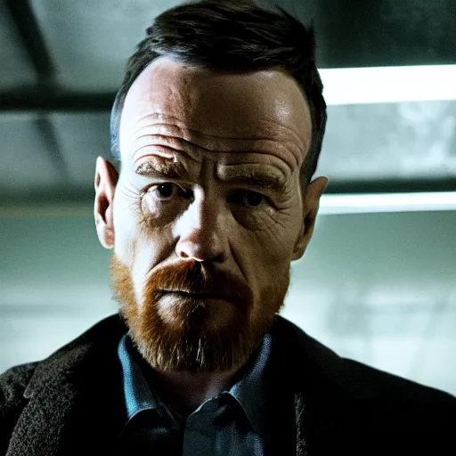 Image similar to Live Action Still of Bryan Cranston dressed as and playing Jesse Pinkman in Breaking Bad, real life, hyperrealistic, ultra realistic, realistic, highly detailed, epic, HD quality, 8k resolution, body and headshot, film still