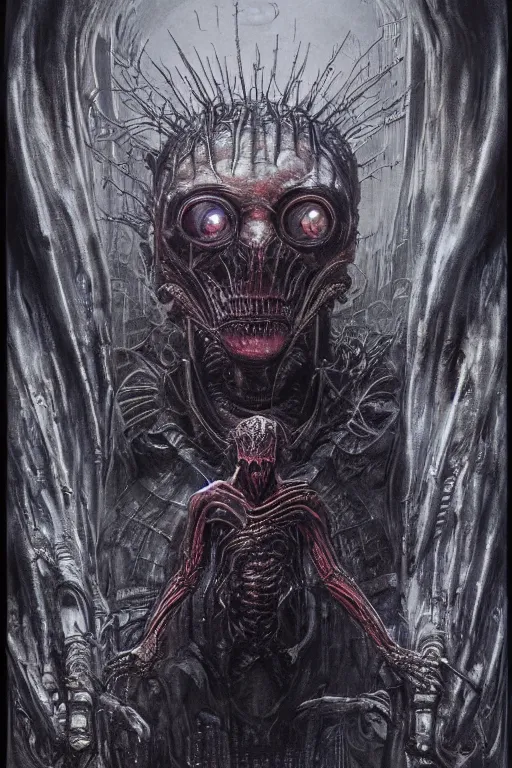 Prompt: portrait of elon musk by hr giger, greg rutkowski, luis royo and wayne barlowe as a diablo, resident evil, dark souls, bloodborne monster