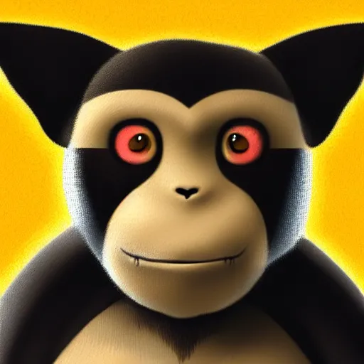 Image similar to If Pikachu was a monkey , Portrait, highly detailed, concept art, 8k