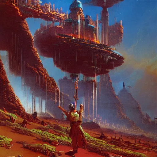 Image similar to fief of relentless autodidact menacing wage labour yoke, in the style of bruce pennington and jeff easley, 8 k resolution