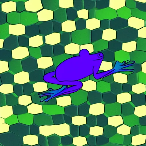 Prompt: a frog made out of hexagons