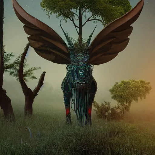 Prompt: a detailed 3 d render magical beast occult magick features in the style of beeple and ethnobotany and dark fantasy, 8 k, crisp, cg society, award winning art, dazzling, fascinating