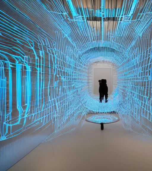 Image similar to x - ray cyber architecture installation, art exhibition, biennale, museum, vr, virtual