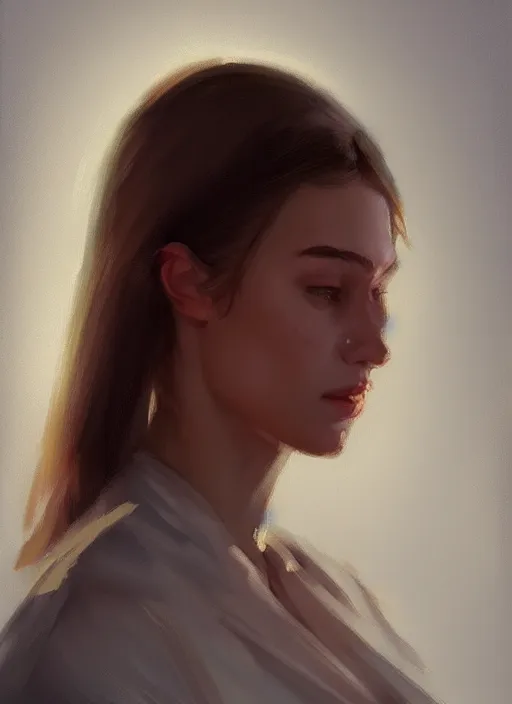 Image similar to portrait of a gorgeous young woman in the style of stefan kostic, artstation, concept art