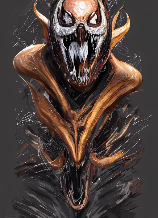 Image similar to messi as venom, naturel, hyper detailed, digital art, trending in artstation, cinematic lighting, studio quality, smooth render, unreal engine 5 rendered, octane rendered, art style by klimt and nixeu and ian sprigger and wlop and krenz cushart