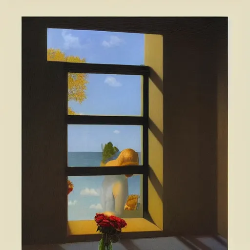Prompt: the last thing you ever-want by Raphael, Hopper, and Rene Magritte. detailed, romantic, enchanting, trending on artstation.