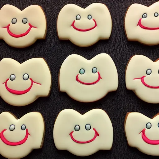 Prompt: cookies that smile like crazy