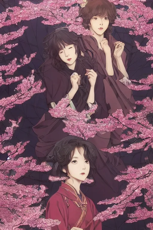 Prompt: beautiful cottagecore anime BTS k-pop band, phone wallpaper. intricate, elegant. the background is cherry blossoms !. highly detailed, digital painting, artstation, concept art, smooth, sharp, focus, illustration. . art by artgerm and greg rutkowski and alphonse mucha, in the style of japanese manga