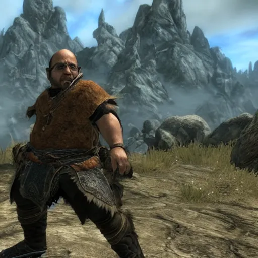 Image similar to Danny DeVito in Skyrim, 4k HDR