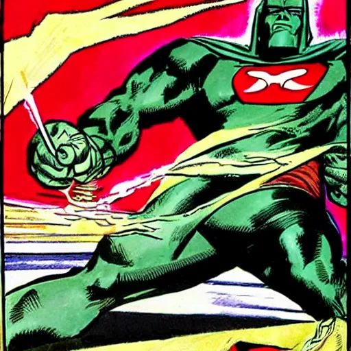 Prompt: doctor doom fighting off darkseid, art by jack kirby, steranko, ditko