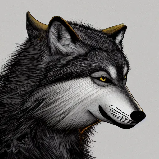 Image similar to art of an anthropomorphic wolf fursona, profile picture, highly detailed artwork, furry art, pixiv, furaffinity, DeviantArt, trending on artstation,