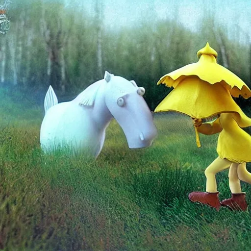 Image similar to moomintroll in real life, photograph, realistic, very detailed!