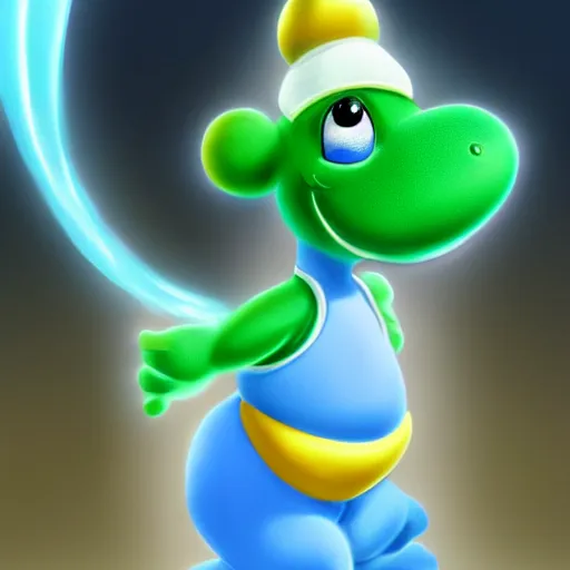 Image similar to yoshi as rosalina, digital painting, fanart, trending on artstation