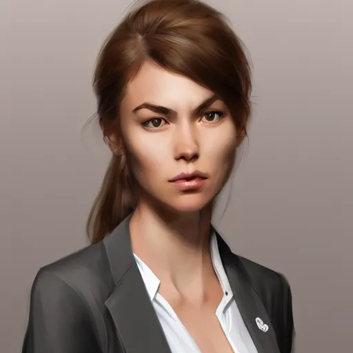 Prompt: a girl wearing a business suit, highly detailed, digital painting, artstation, concept art, smooth, sharp focus, illustration