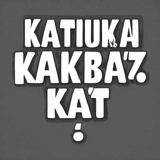 Image similar to text : katzkab!!!, black and white,