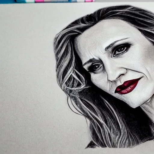 Image similar to amazing pencil illustration of vera farmiga trending on art station