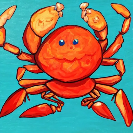 Prompt: A giant crab drinking coffe, 2d art