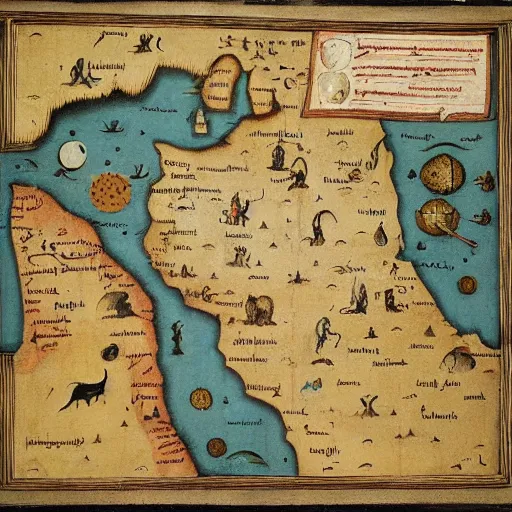 Image similar to middle east map by hieronymus bosch,