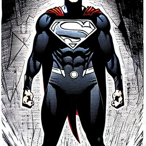 Image similar to Matt Bomer as Superman, by Tsutomu Nihei, highly detailed
