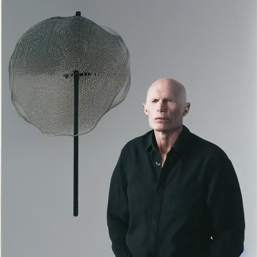 Image similar to Land art representation of Ed Harris, studio lighting, F 1.4 Kodak Portra