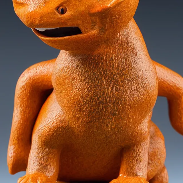 Prompt: an earthenware figurine of charmander from ancient sumeria, high quality photograph
