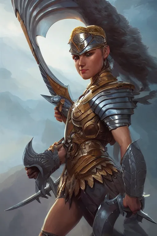 Image similar to amazon valkyrie athena, d & d, fantasy, portrait, highly detailed, headshot, digital painting, trending on artstation, concept art, sharp focus, illustration, art by artgerm and greg rutkowski and magali villeneuve