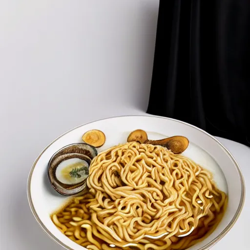 Prompt: Ramen noodles, HD, studio lighting, 8K, hyper realistic, michelin 5 star, award winning photo