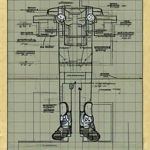 Image similar to exploded diagram of luigi, blueprint