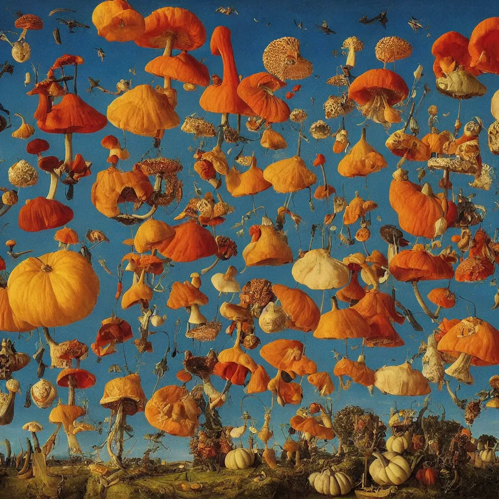 Prompt: a single! colorful! ( gourd ) fungi bird tower clear empty sky, a high contrast!! ultradetailed photorealistic painting by jan van eyck, audubon, rene magritte, agnes pelton, max ernst, walton ford, andreas achenbach, ernst haeckel, hard lighting, masterpiece