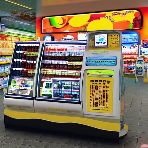 Prompt: impressionism cheapest convenience store robo - cashier