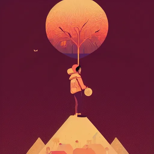 Prompt: a wandering mind, intrusive thoughts, logo without text, stylized vector icon, transparent background victo ngai, kilian eng, trending on artstation, minimalist