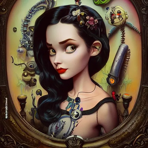 Image similar to Lofi portrait, Pixar style by Joe Fenton and Stanley Artgerm and Tom Bagshaw and Tim Burton, wink