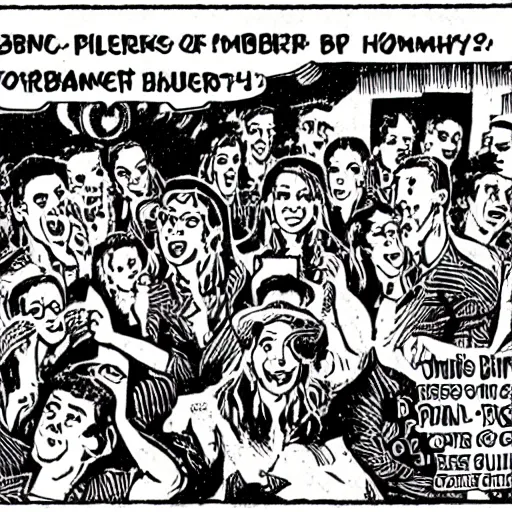 Image similar to robert crumb comic about pembroke pines flanagan high school students partying