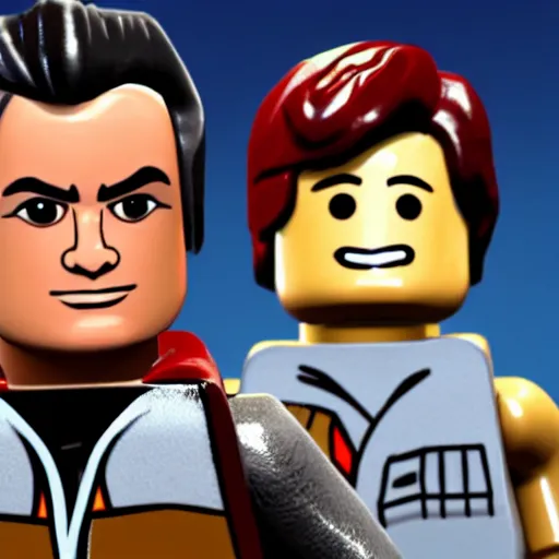 Image similar to a screenshot of bruce campbell in lego star wars. 3 d rendering. unreal engine. amazing likeness. very detailed. cartoon caricature