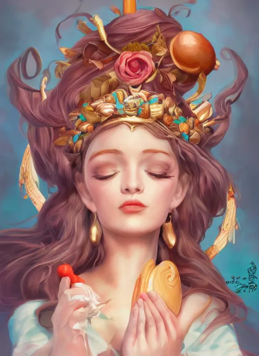 Image similar to the Goddess of Baked Goods, detailed digital art, trending on Artstation