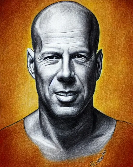 Image similar to drawing portrait of bruce willis by stavros damos