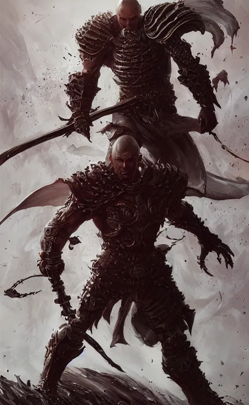 Image similar to full body shot Guts Berserk, Diablo , extremely detailed, made by wlop, maxwell boas, Naranbaatar Ganbold, Raymond Swanland and Ruan Jia. Masterpiece. Repin. Greg Rutkowski