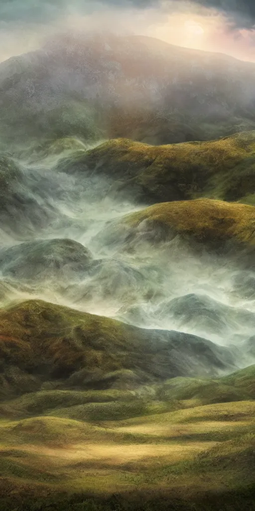 Prompt: a 3 d matte painting of rolling hills made of beautiful skin, dripping wet, landscape painting, photography, highly detailed, hyperrealistic