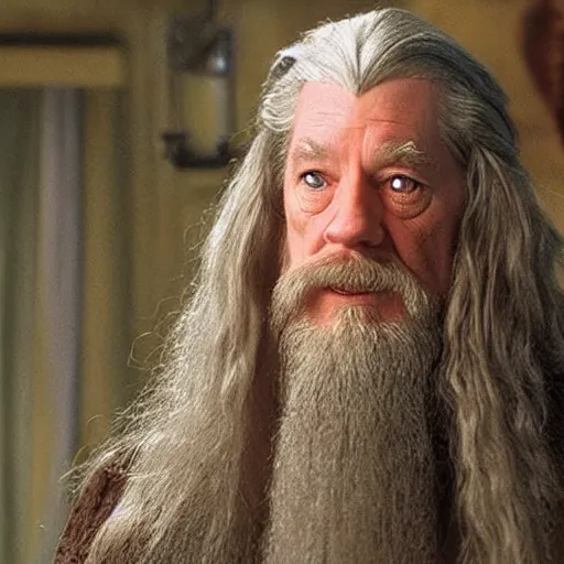 Prompt: a still of Gandalf as the dude from the movie the big Lebowski