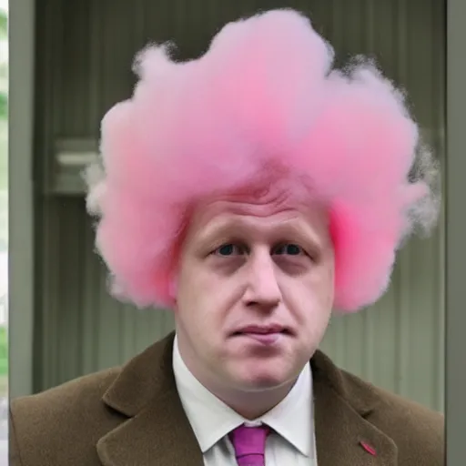 Prompt: cotton candy that looks like boris johnson