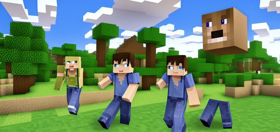 Image similar to Minecraft if it was an Anime