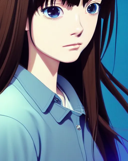 Image similar to portrait Anime as mackenzie foy from Interstellar girl, cute-fine-face, brown-black hair hazel eyes pretty face, realistically shaded, Perfect face, fine details. Anime. Interstellar, realistic shaded lighting by Ilya Kuvshinov, katsuhiro otomo, ghost-in-the-shell, magali villeneuve, artgerm, rutkowski, WLOP Jeremy Lipkin, Giuseppe Dangelico Pino, Michael Garmash, Rob Rey