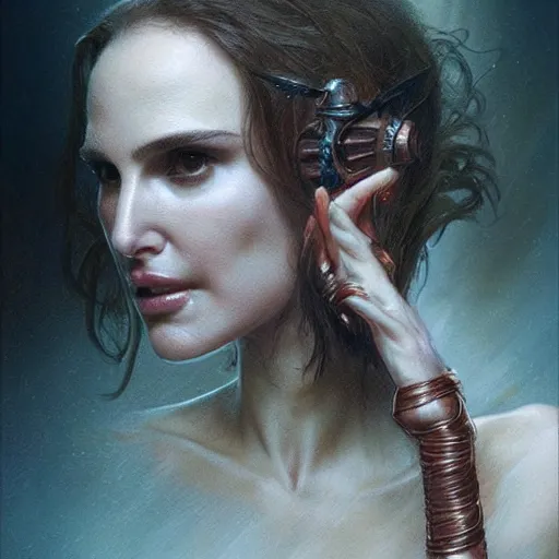 Prompt: a portrait of natalie portman as a succubus in dramatic lighting, interior background, artstation, award - winning realistic sci - fi concept art by jim burns and greg rutkowski, beksinski, a realism masterpiece, alphonse mucha,