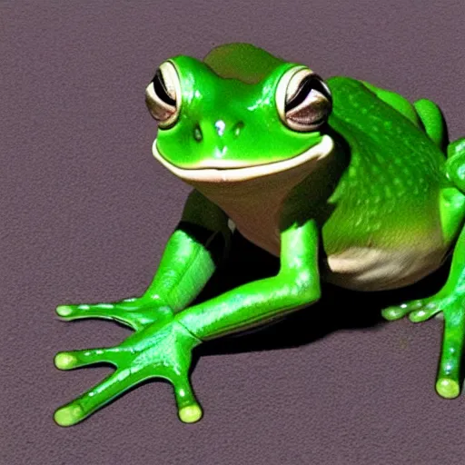 Image similar to cute pepe anthro green frog, hyper realistic, photorealistic, award winning 8 k