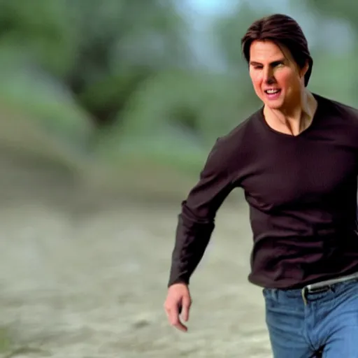 Image similar to claymation tom cruise running,