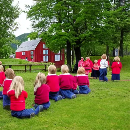Image similar to norwegian school outside