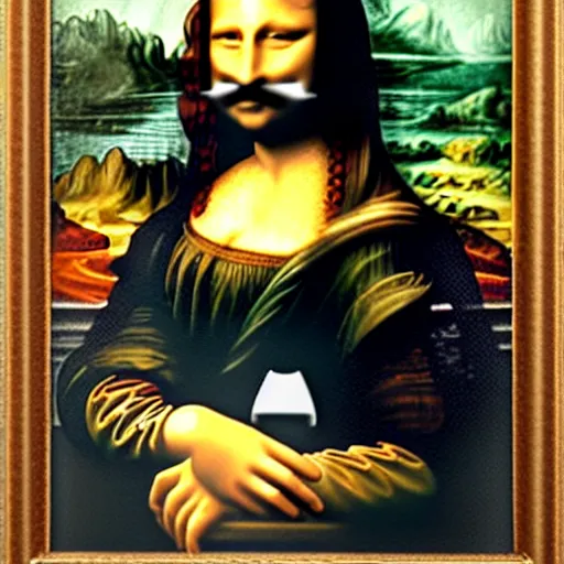 Prompt: Mona Lisa with a beard and moustache