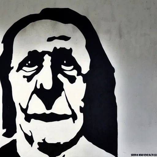 Image similar to neil warnock as the grim reaper in the style of banksy